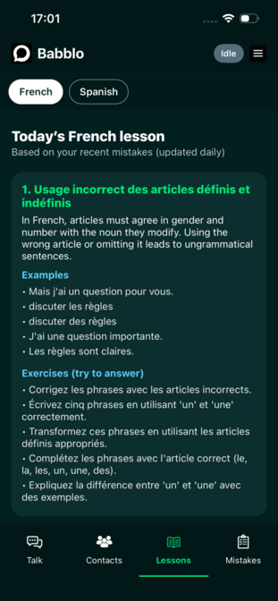 Click to expand Babblo lesson in progress